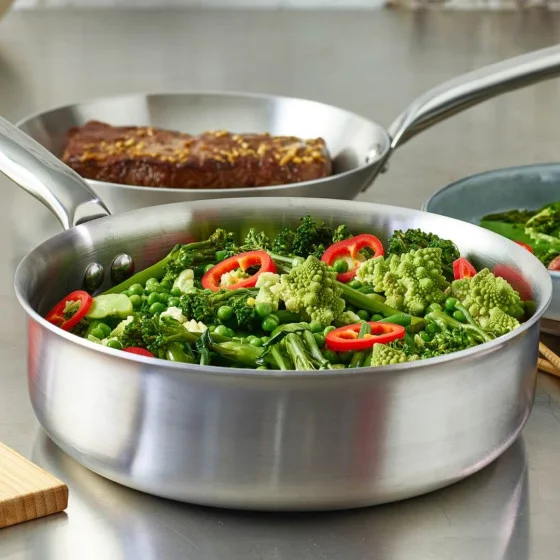 Sauteuse bord droit en inox ALCHIMY Ø24cm