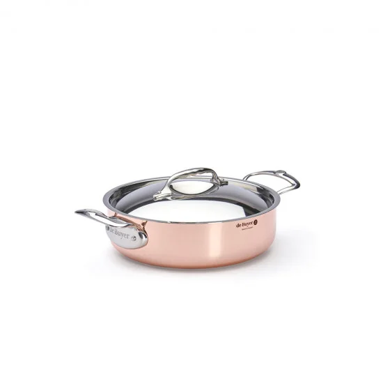 Sautoir en cuivre avec couvercle inox PRIMA MATERA Ø24cm - anses inox