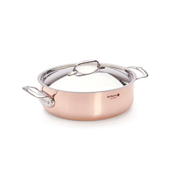 Sautoir en cuivre avec couvercle inox PRIMA MATERA Ø28cm - anses inox