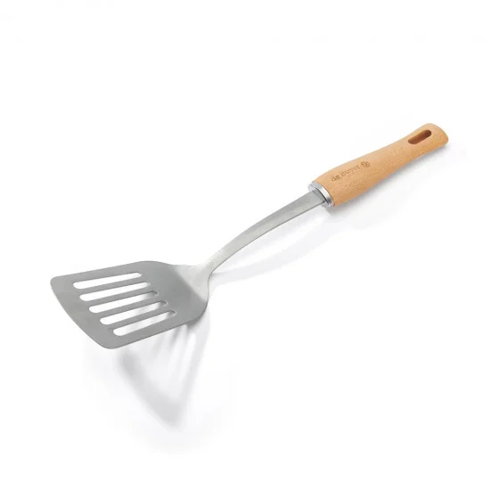 Spatule perforée inox et bois B BOIS 35cm